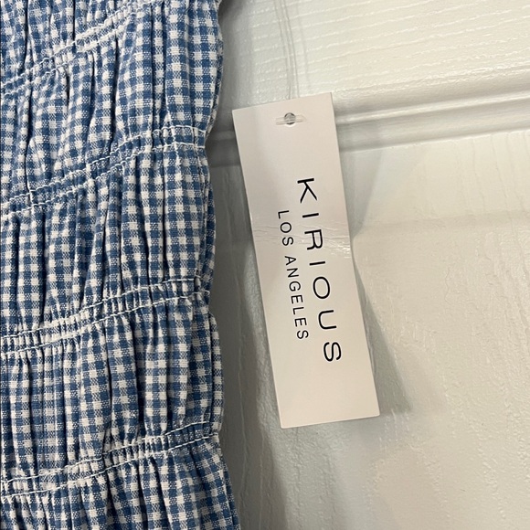 Chic Blue Gingham Tiered Mini Dress - Picture 3 of 4